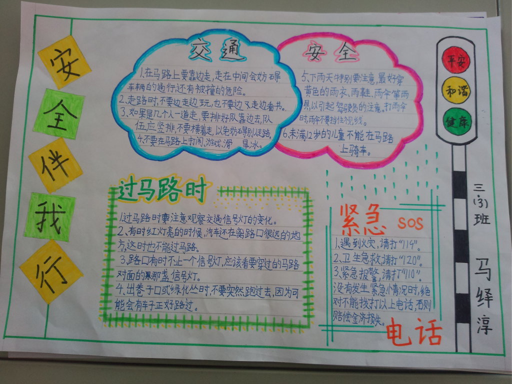 秀秀我们的《安全伴我行》手抄报